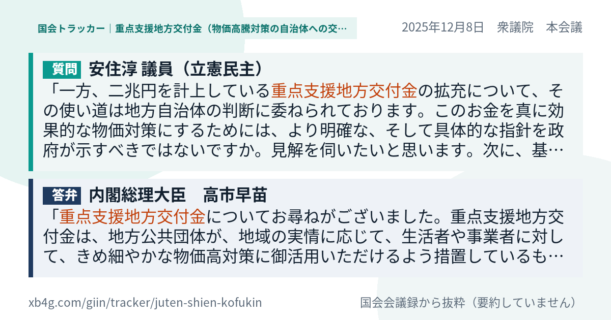 質問と答弁のカード