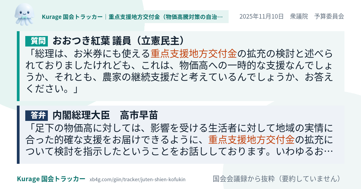質問と答弁のカード