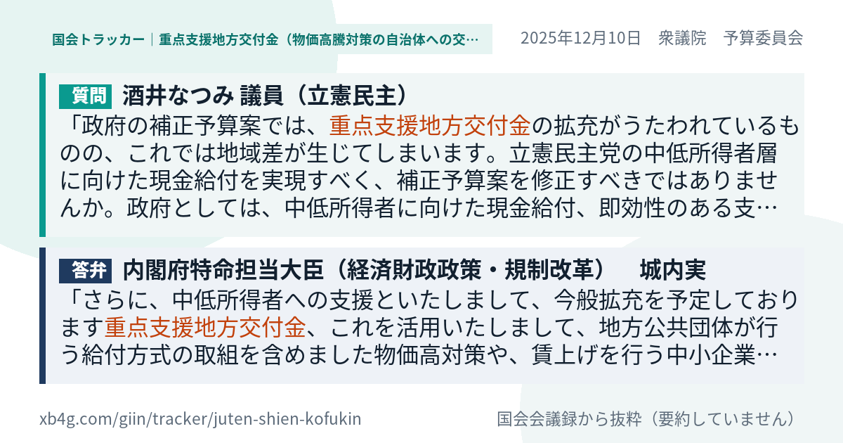 質問と答弁のカード