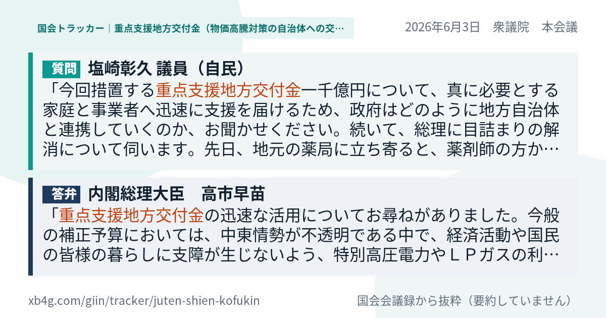 質問と答弁のカード