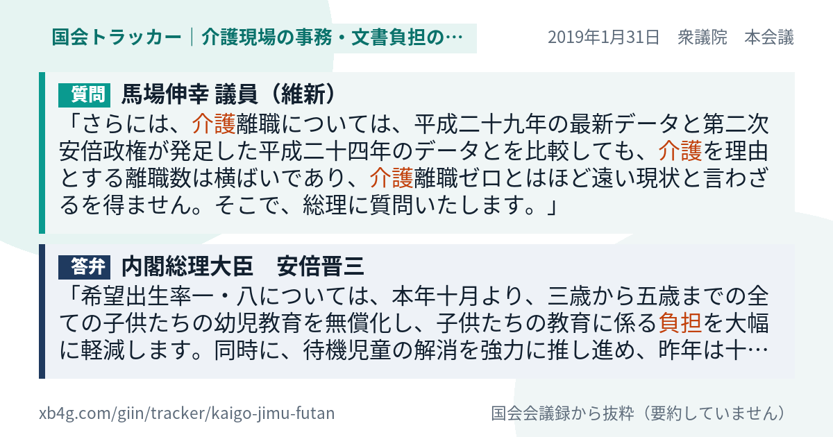 質問と答弁のカード