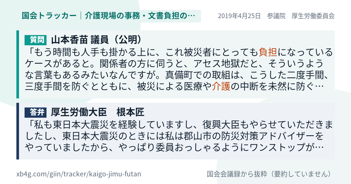 質問と答弁のカード