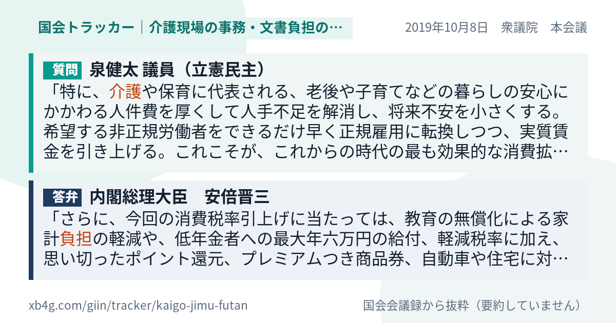 質問と答弁のカード