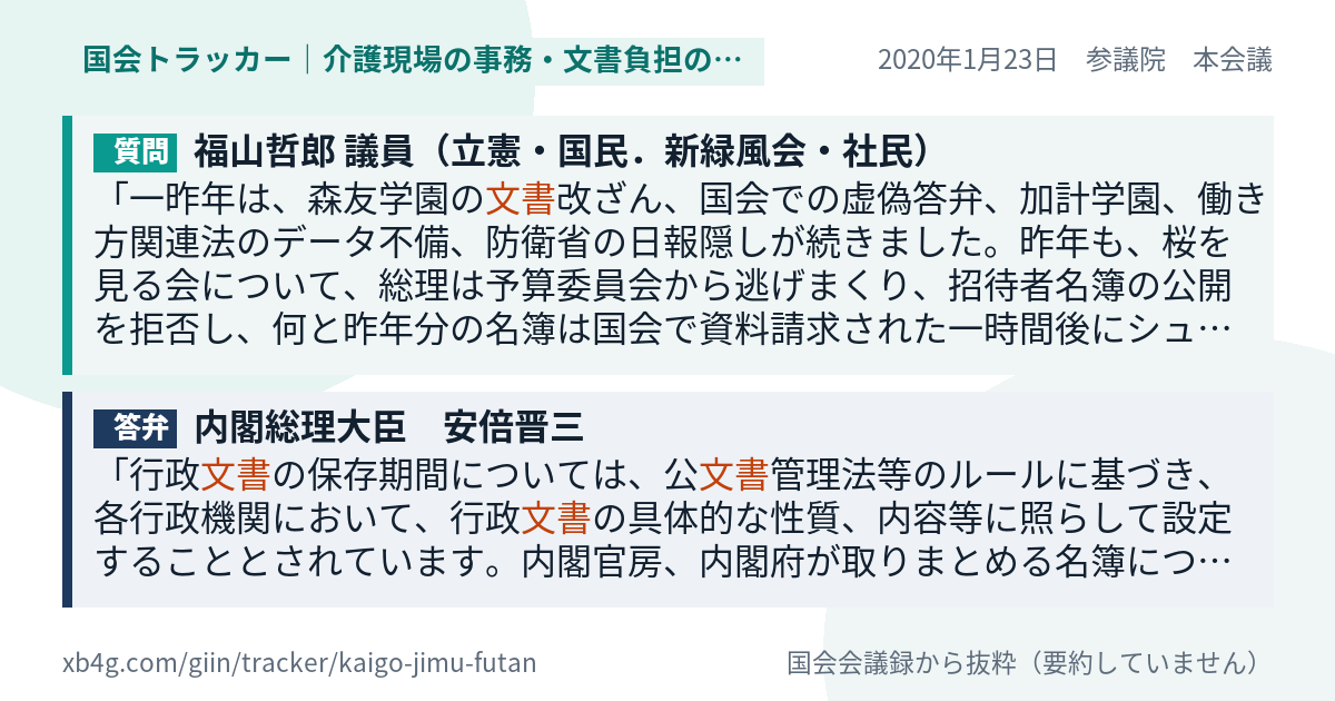 質問と答弁のカード