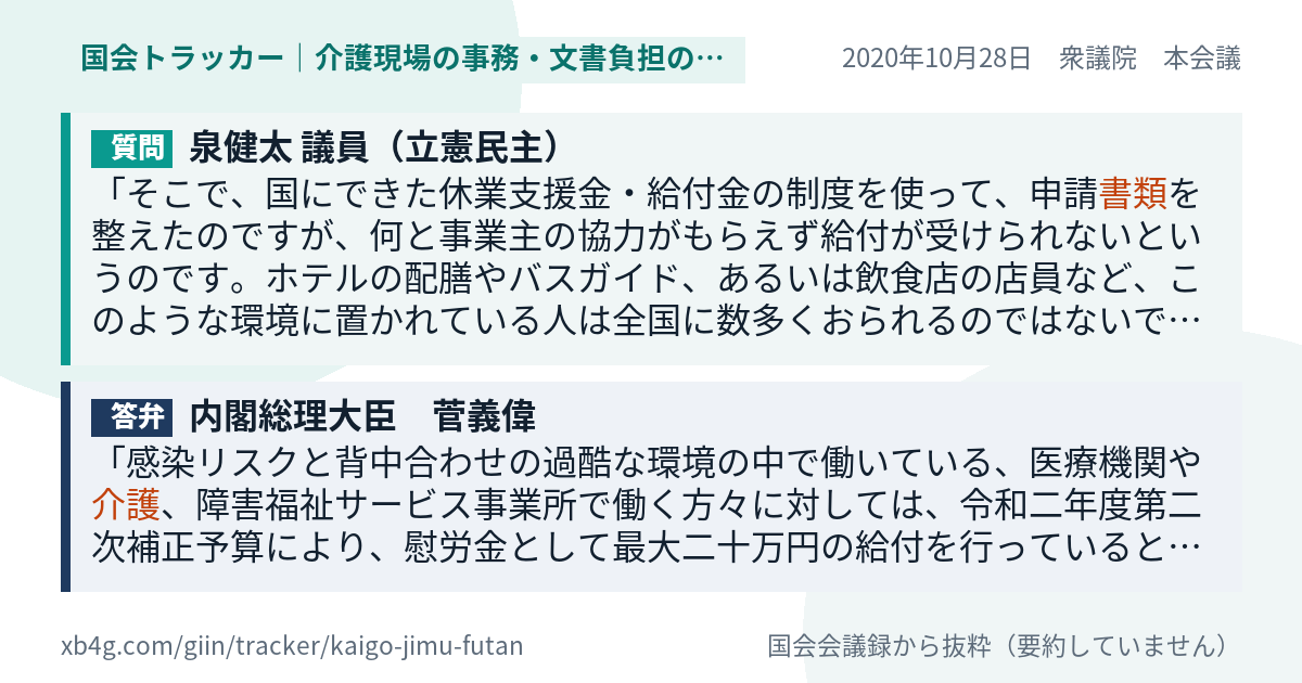 質問と答弁のカード