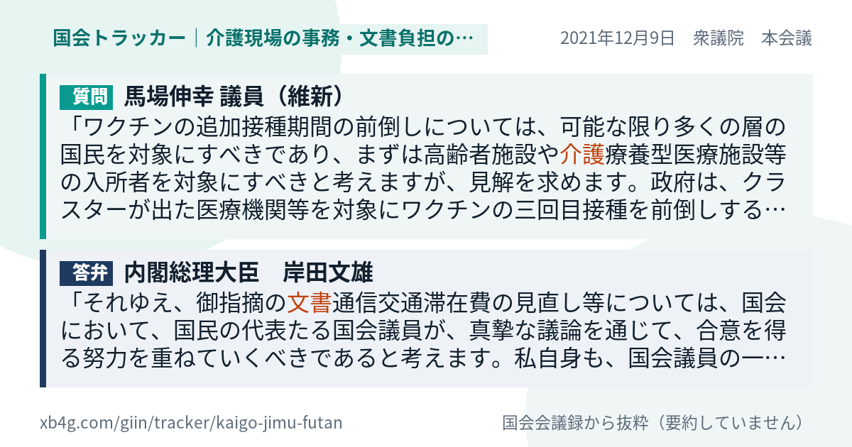質問と答弁のカード