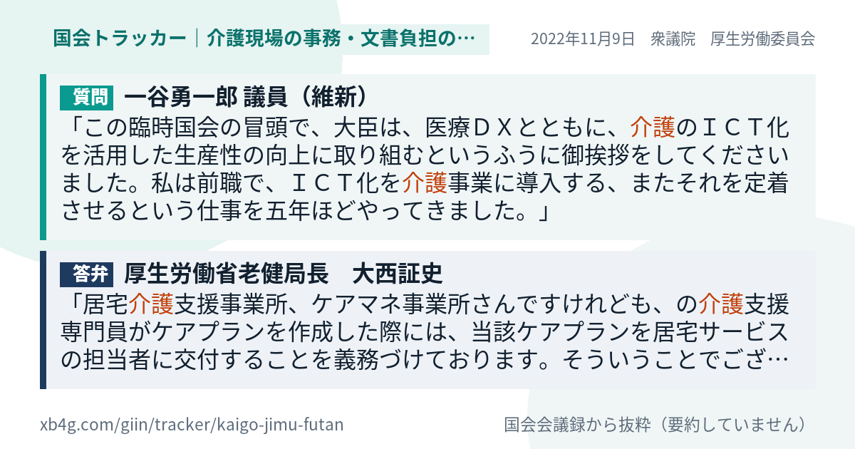 質問と答弁のカード