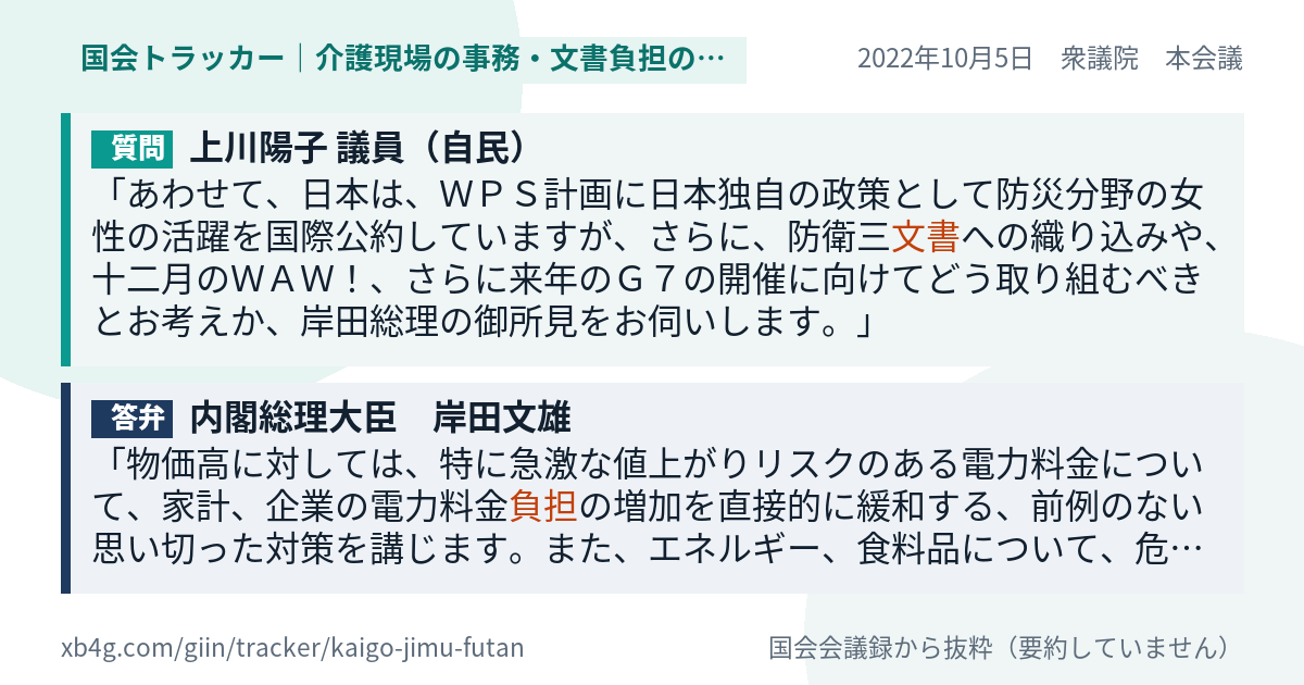 質問と答弁のカード