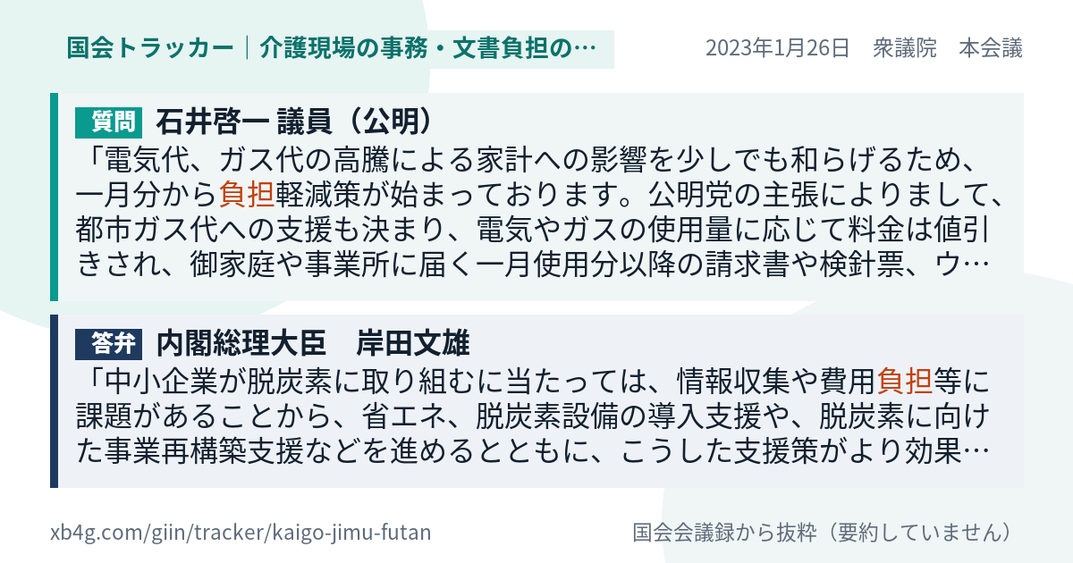 質問と答弁のカード