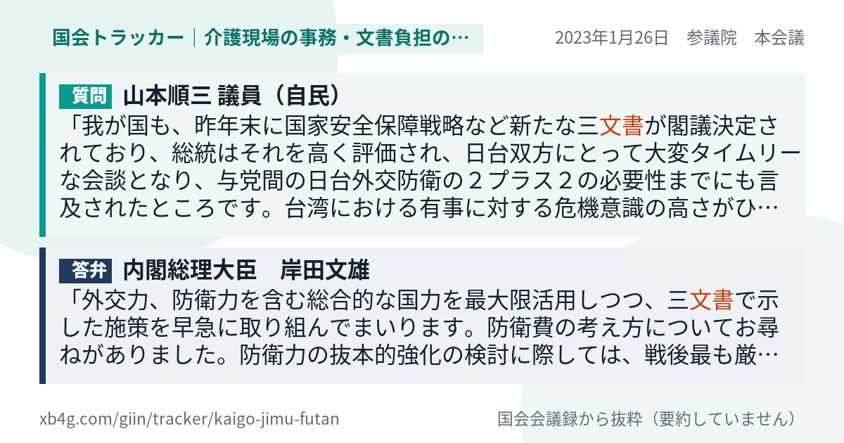 質問と答弁のカード