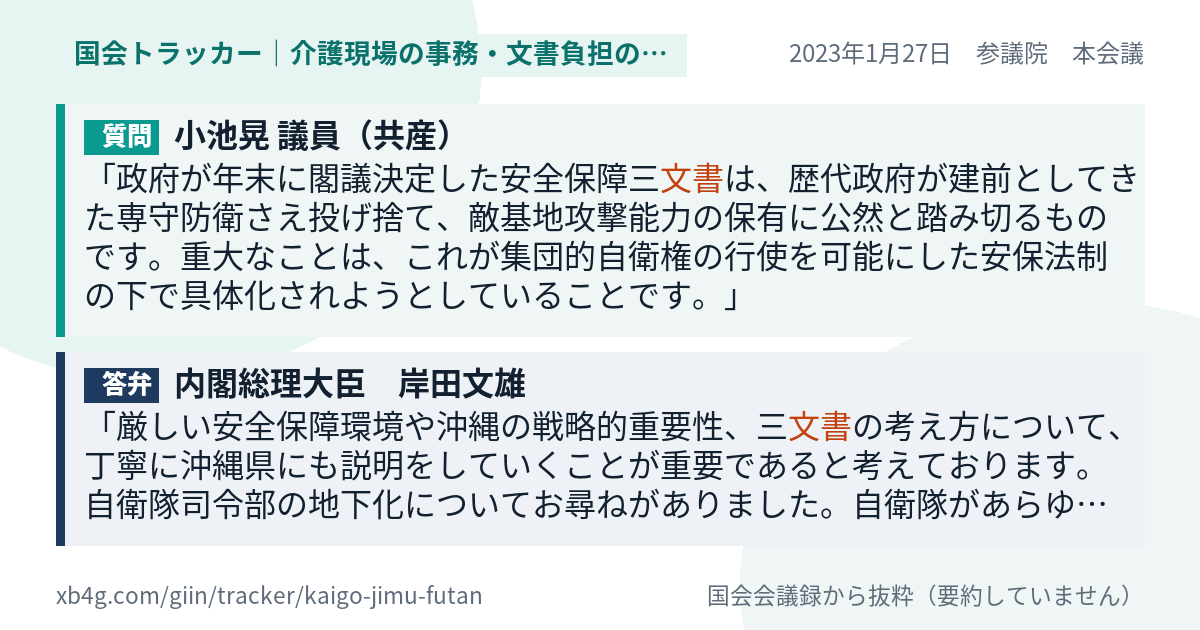 質問と答弁のカード