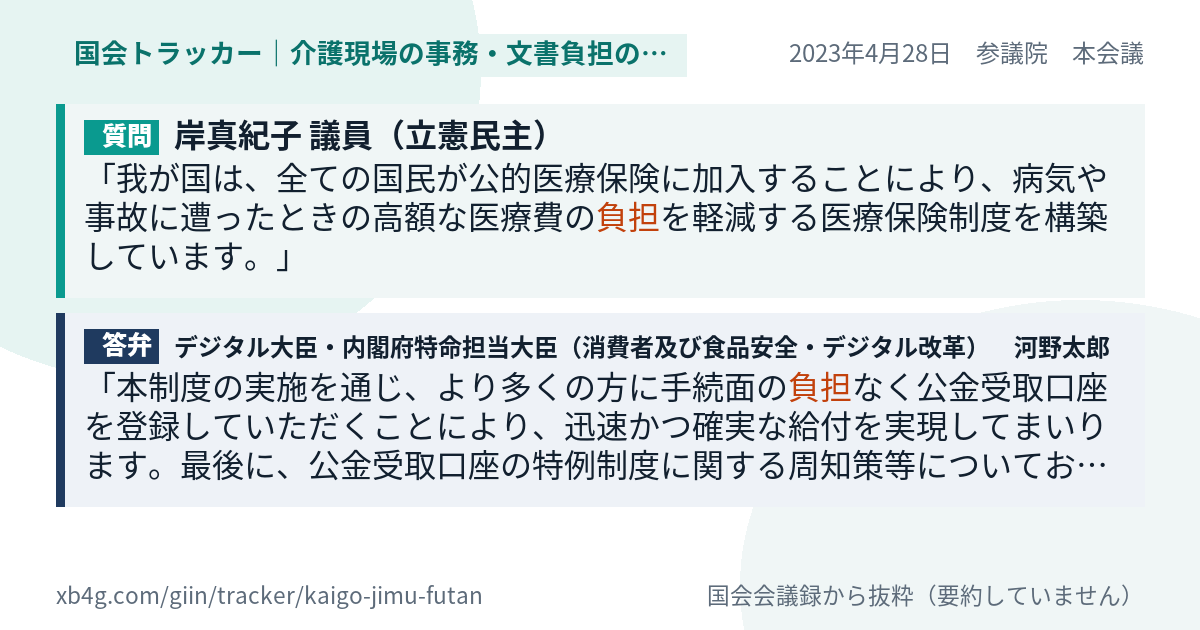 質問と答弁のカード