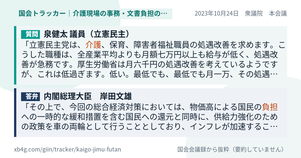質問と答弁のカード