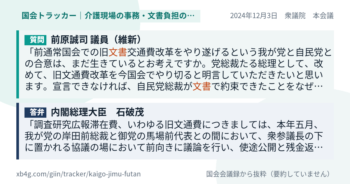 質問と答弁のカード