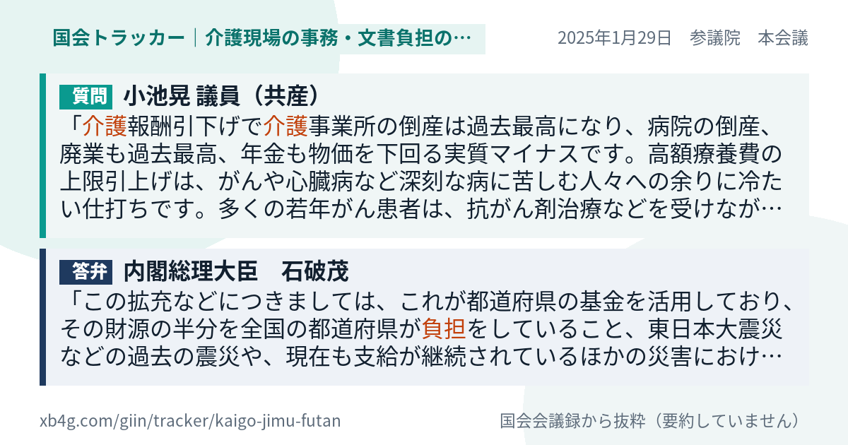 質問と答弁のカード