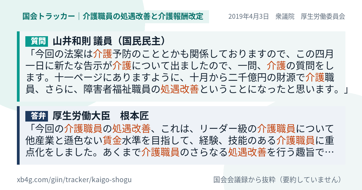 質問と答弁のカード