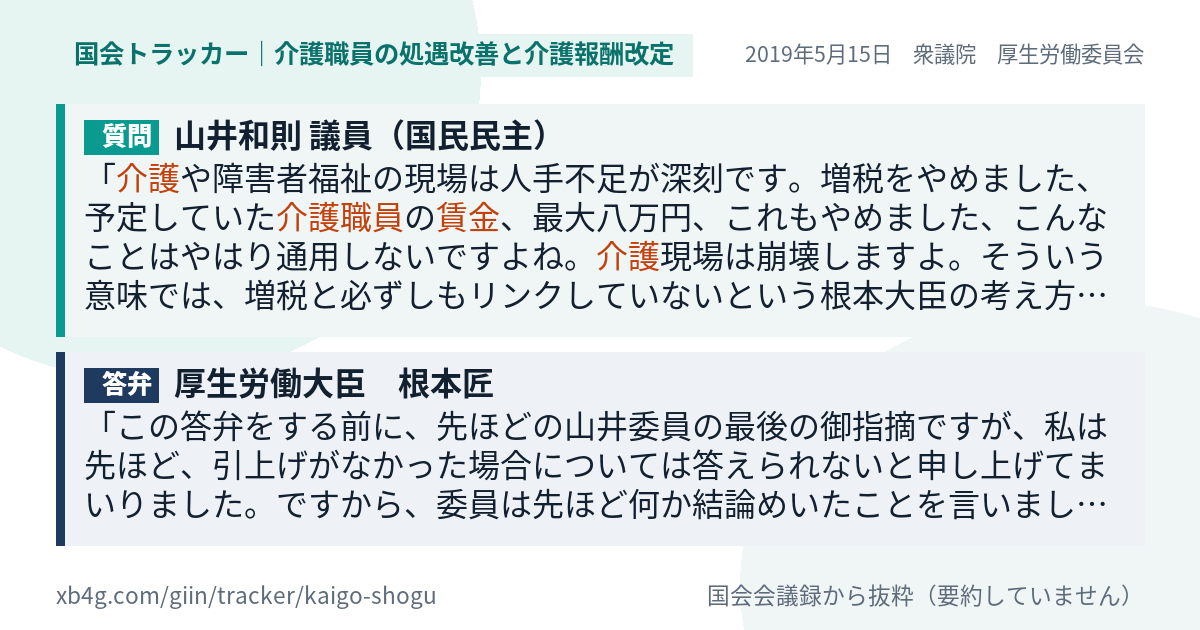 質問と答弁のカード