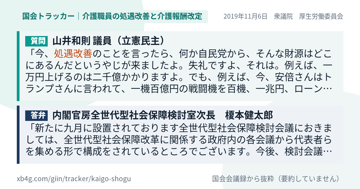 質問と答弁のカード