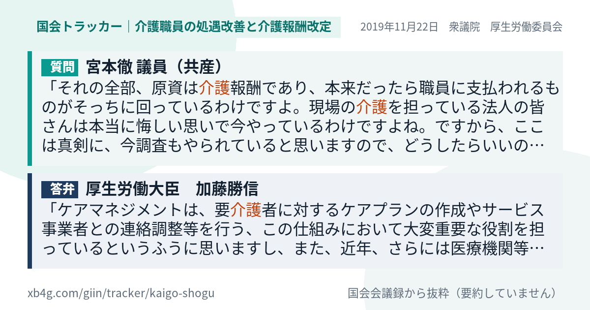 質問と答弁のカード