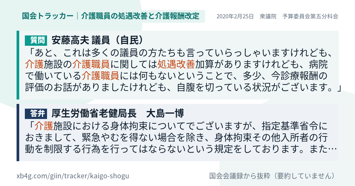 質問と答弁のカード