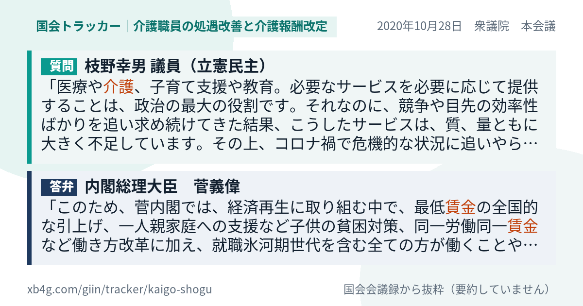質問と答弁のカード