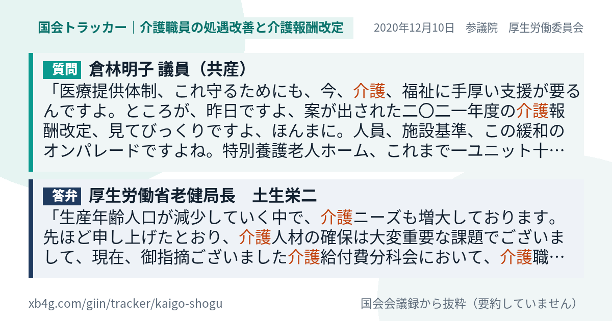 質問と答弁のカード
