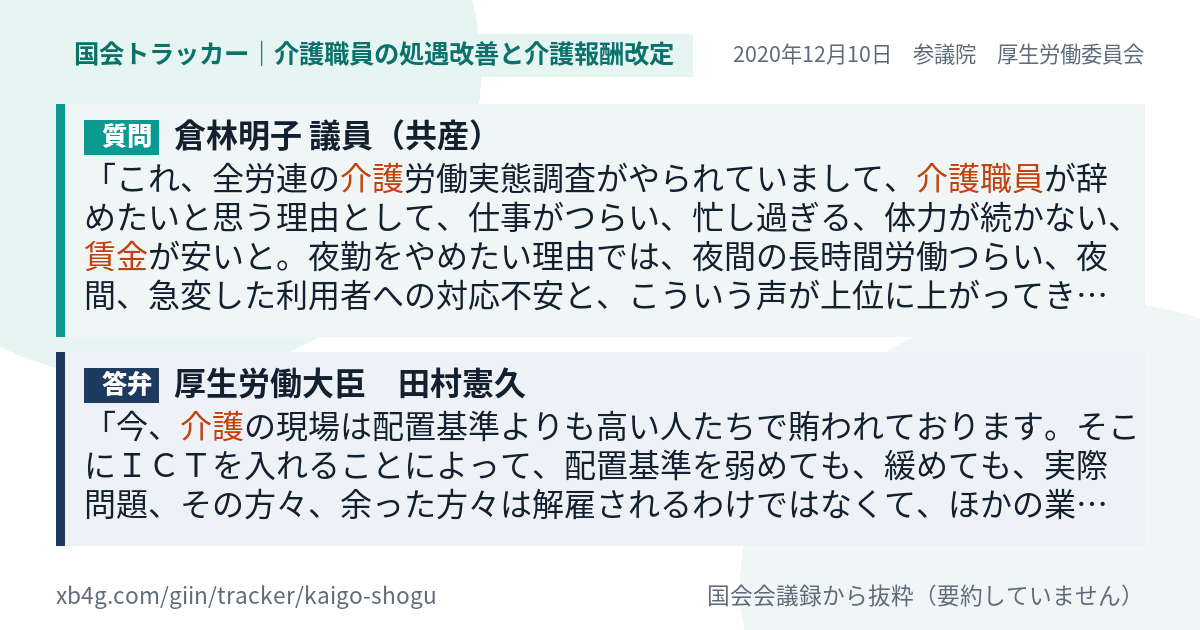 質問と答弁のカード