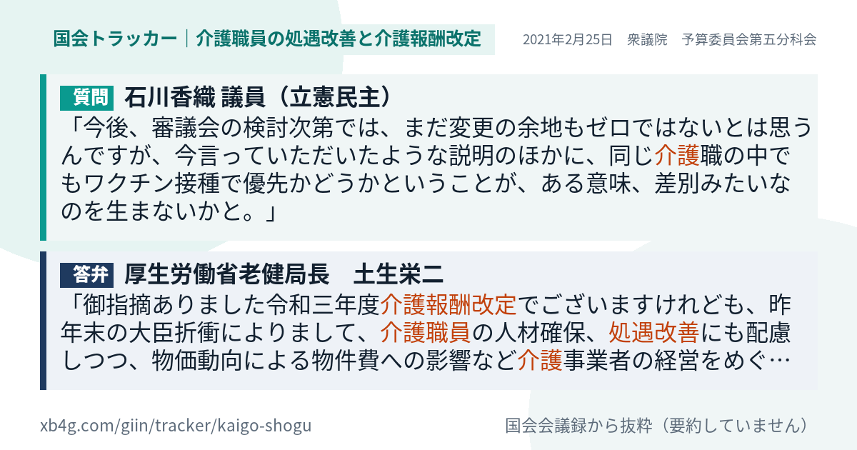 質問と答弁のカード