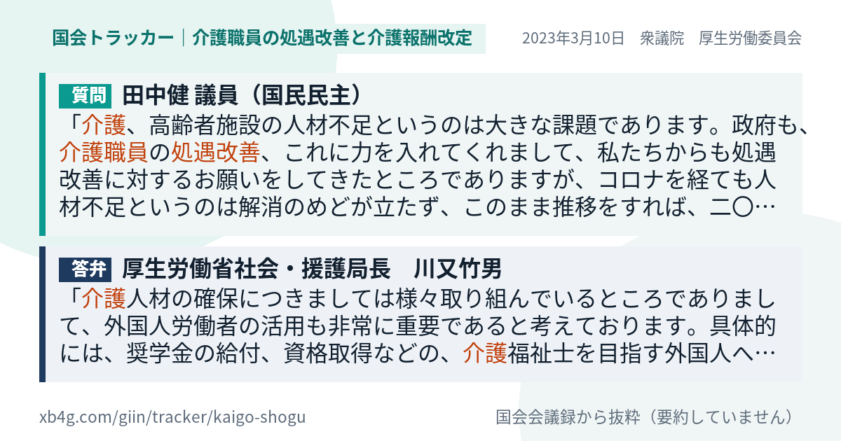 質問と答弁のカード