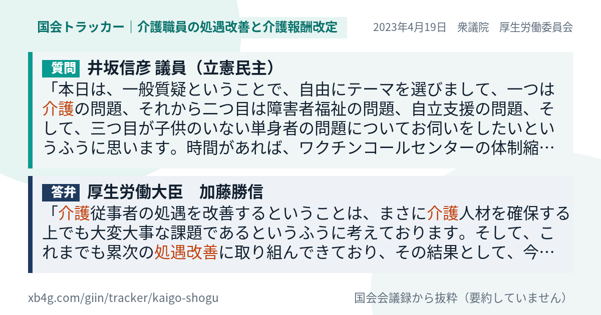 質問と答弁のカード