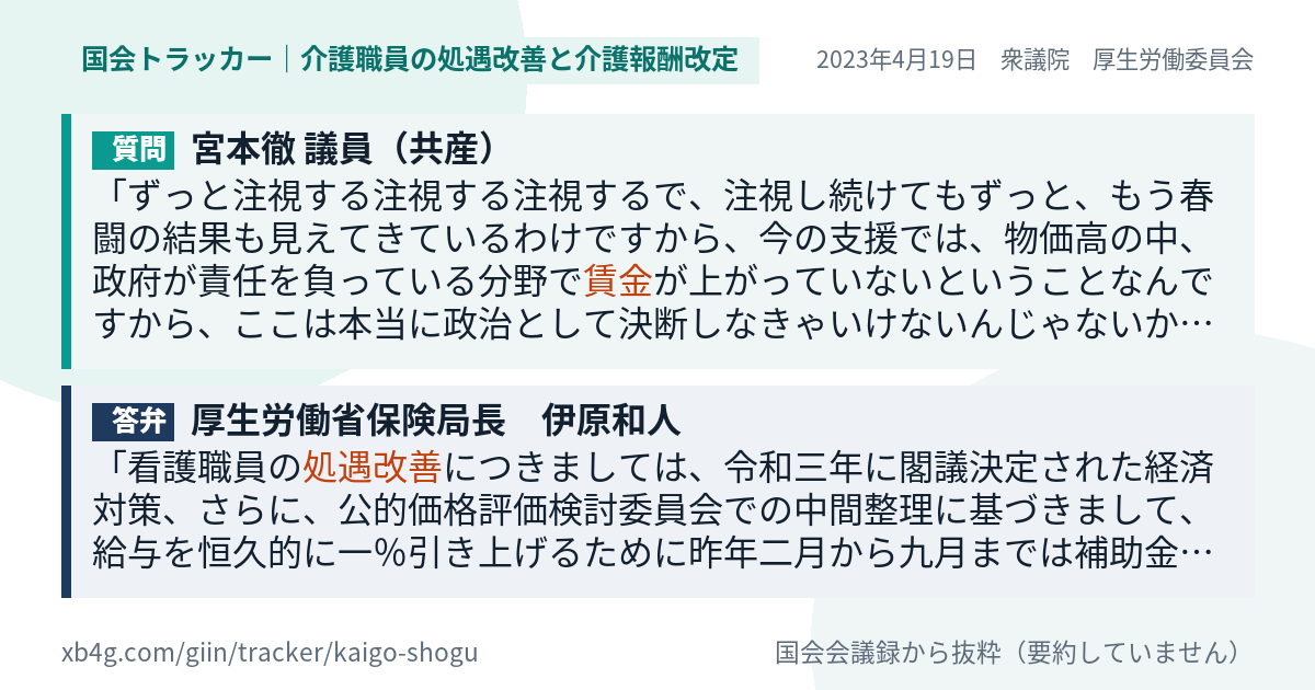質問と答弁のカード
