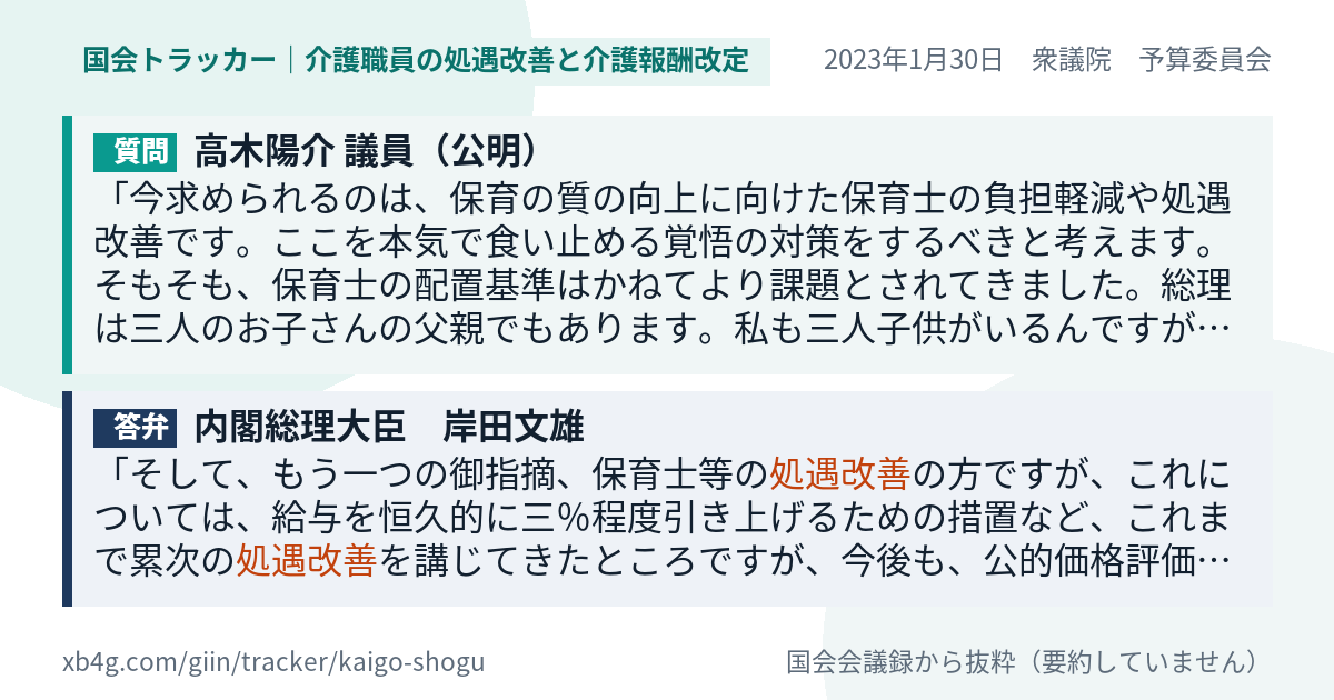 質問と答弁のカード