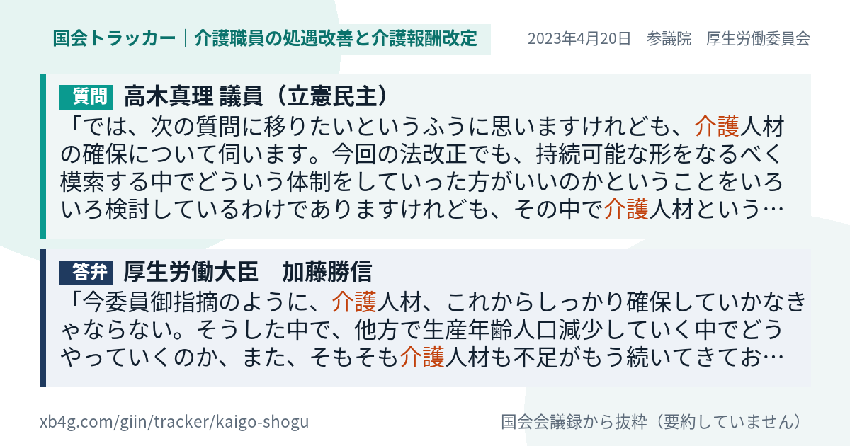 質問と答弁のカード