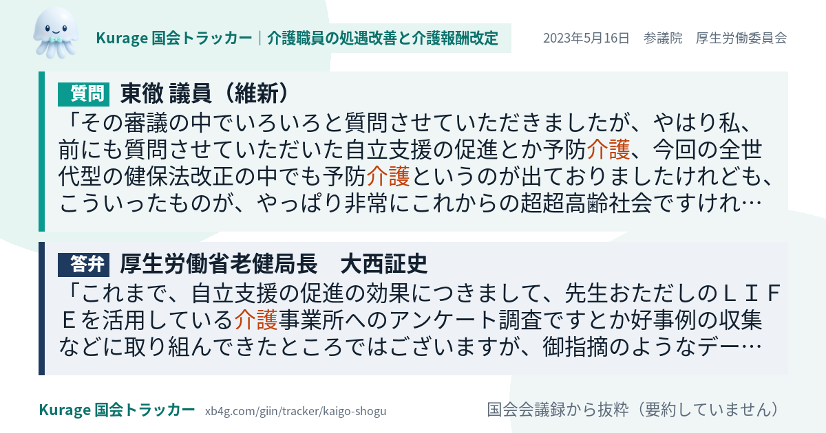 質問と答弁のカード