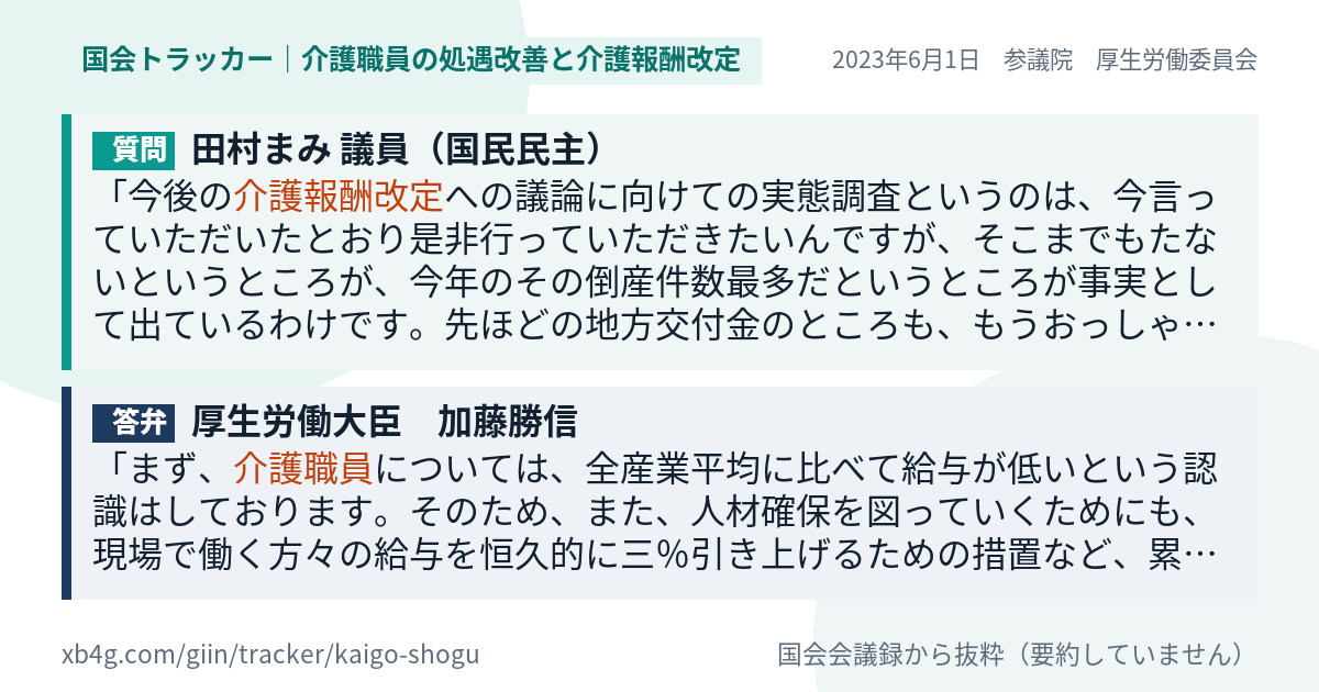 質問と答弁のカード