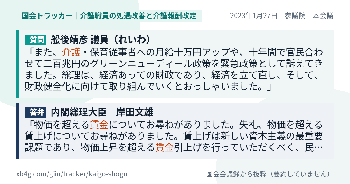 質問と答弁のカード