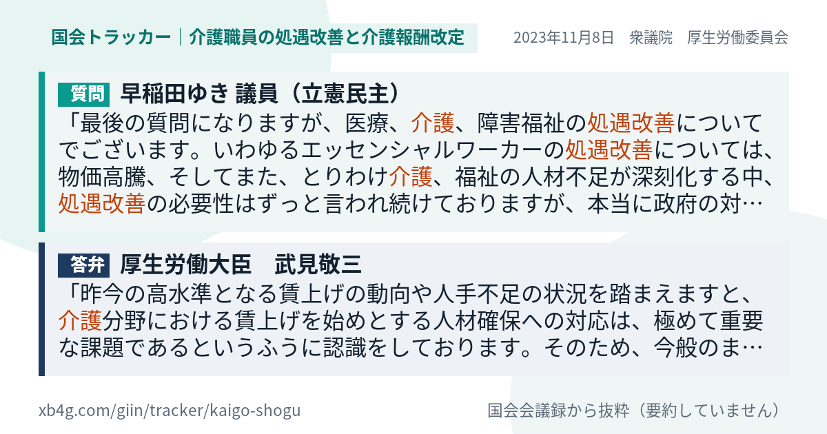 質問と答弁のカード
