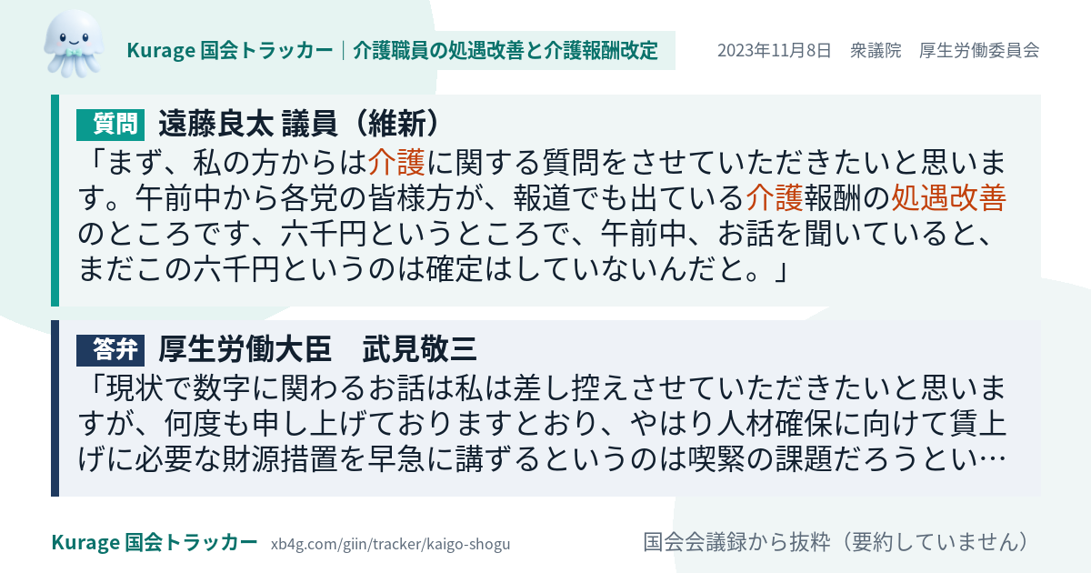 質問と答弁のカード