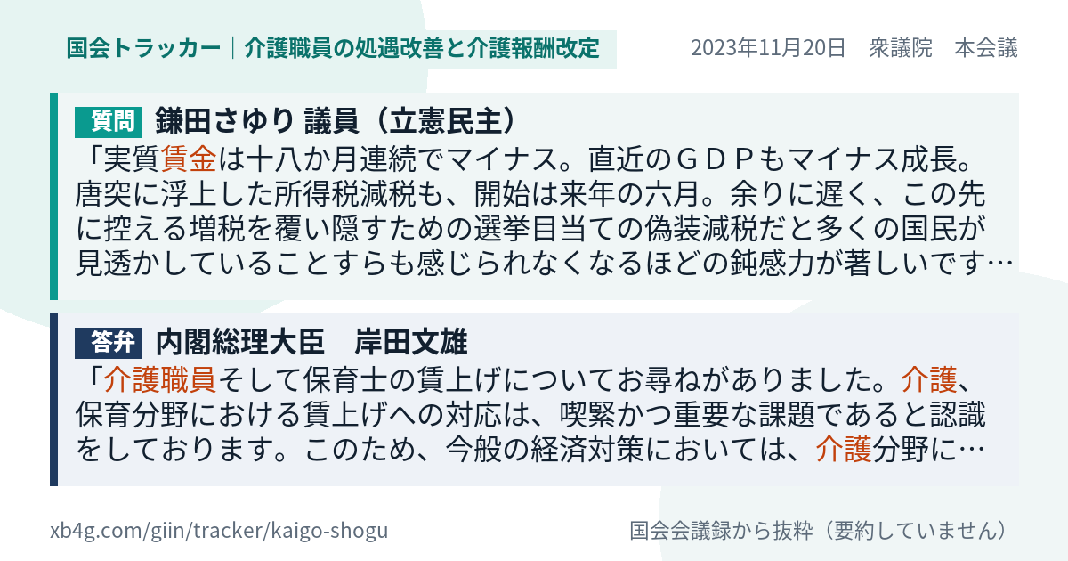 質問と答弁のカード