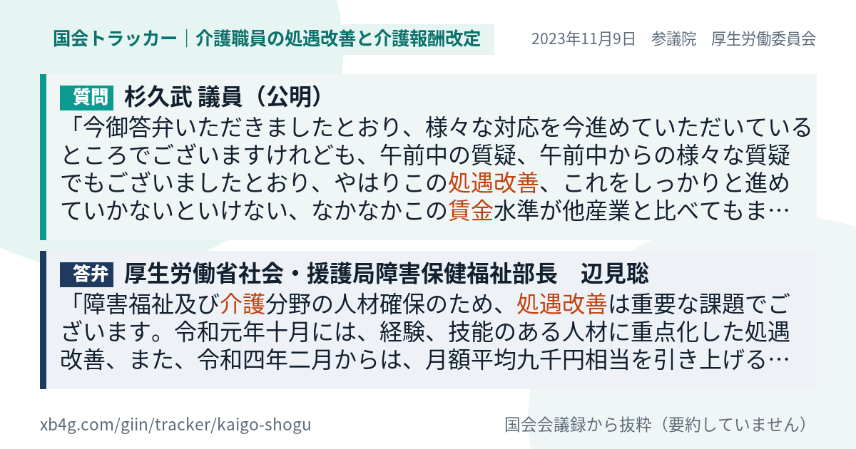 質問と答弁のカード