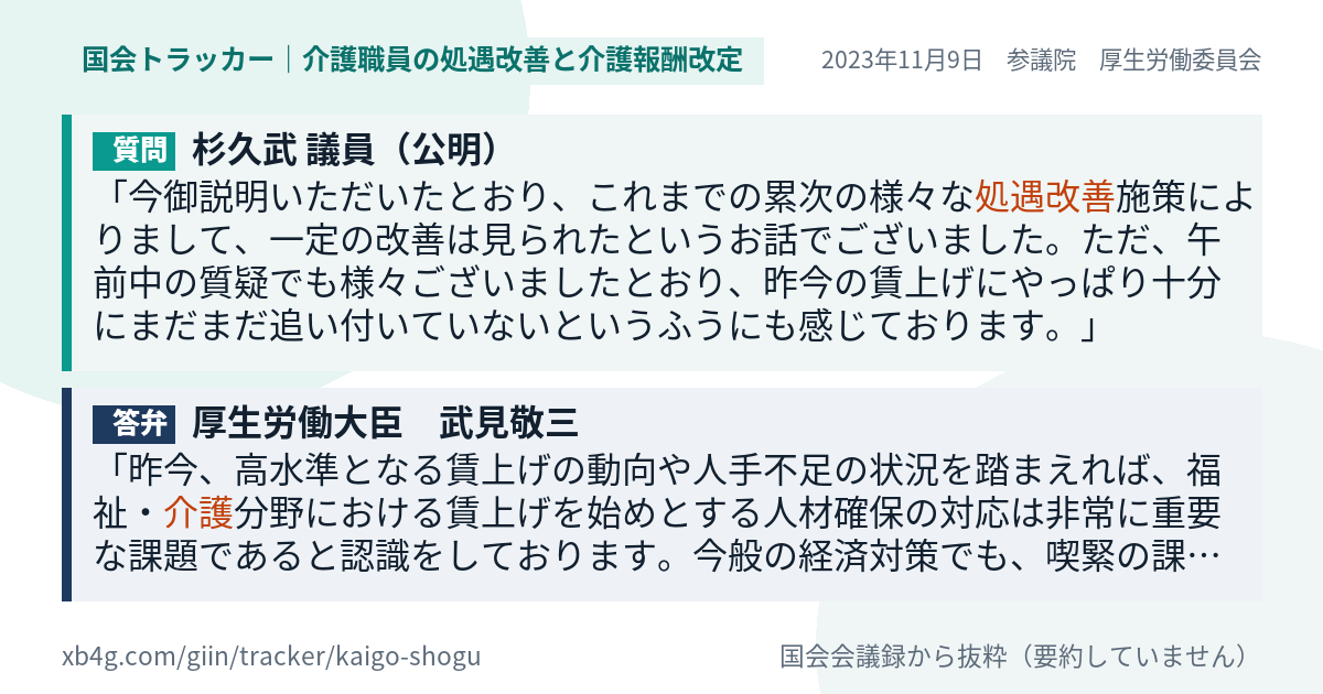 質問と答弁のカード