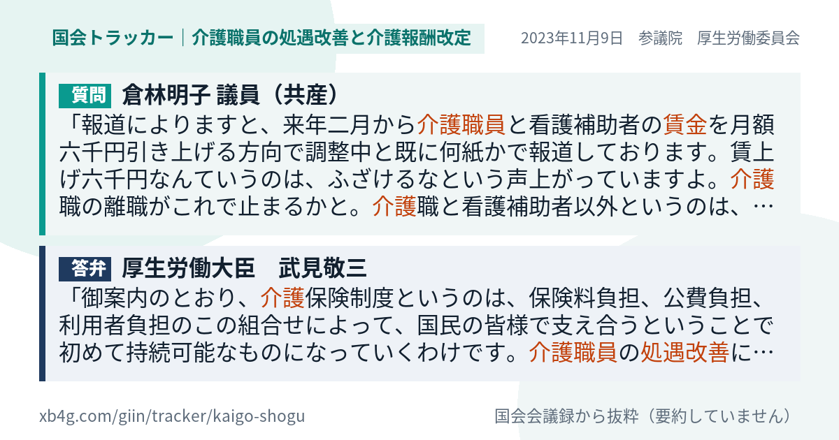 質問と答弁のカード