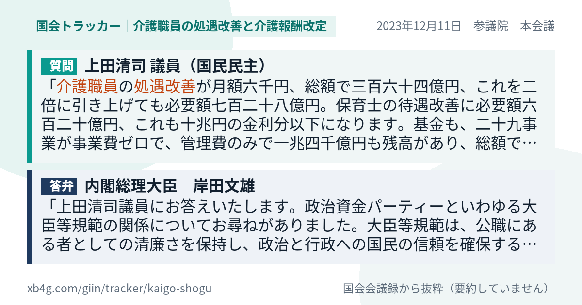 質問と答弁のカード