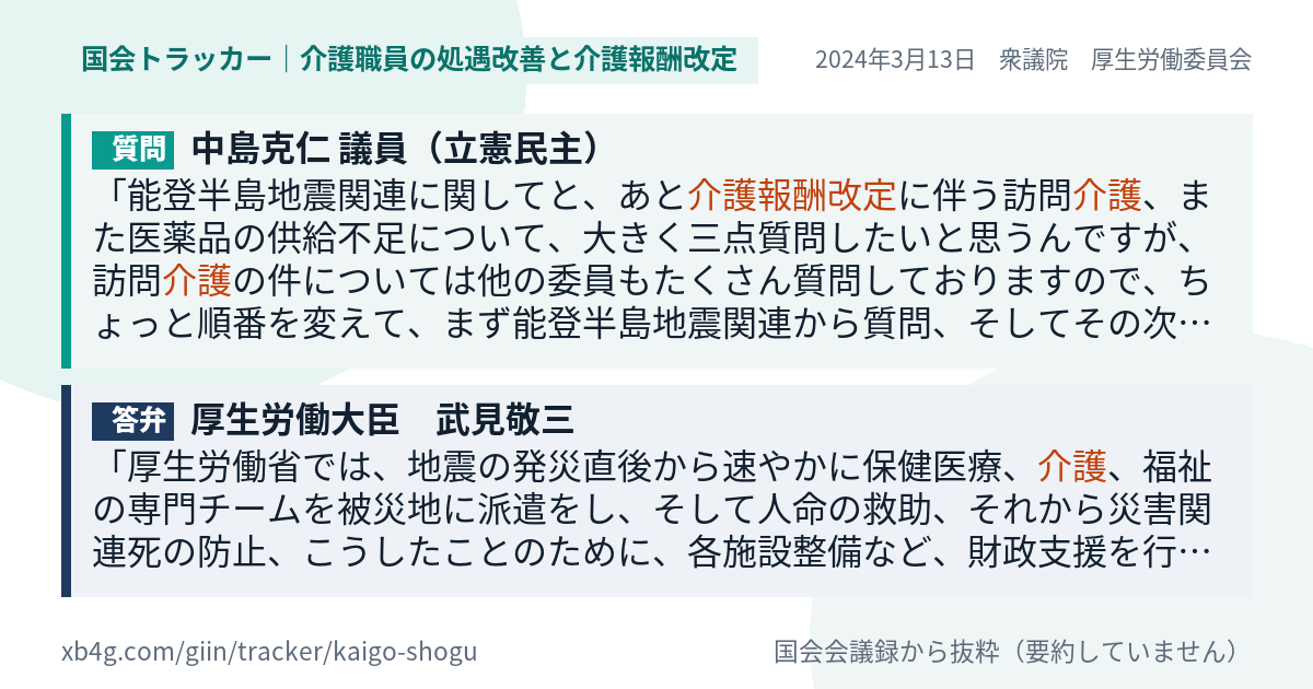 質問と答弁のカード