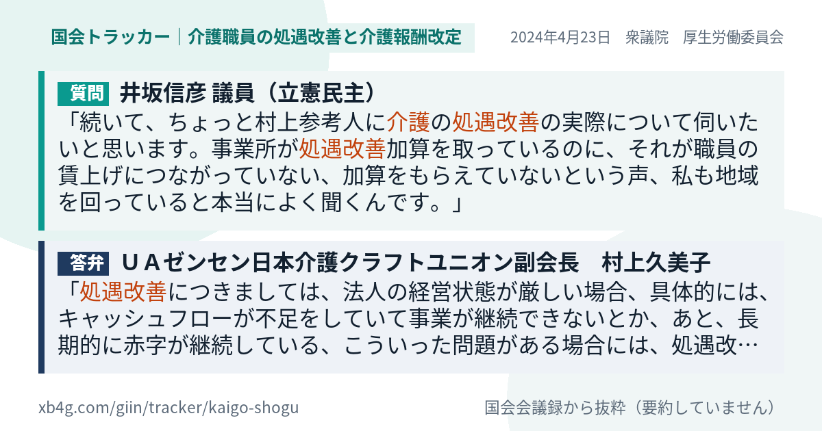 質問と答弁のカード
