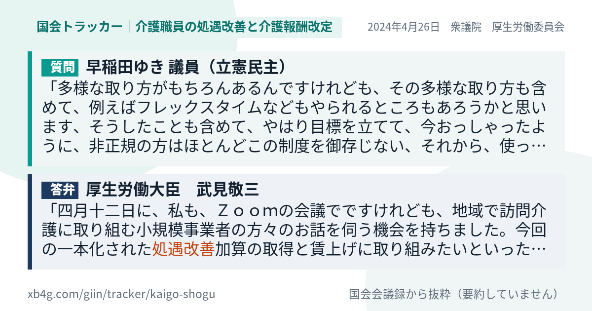 質問と答弁のカード