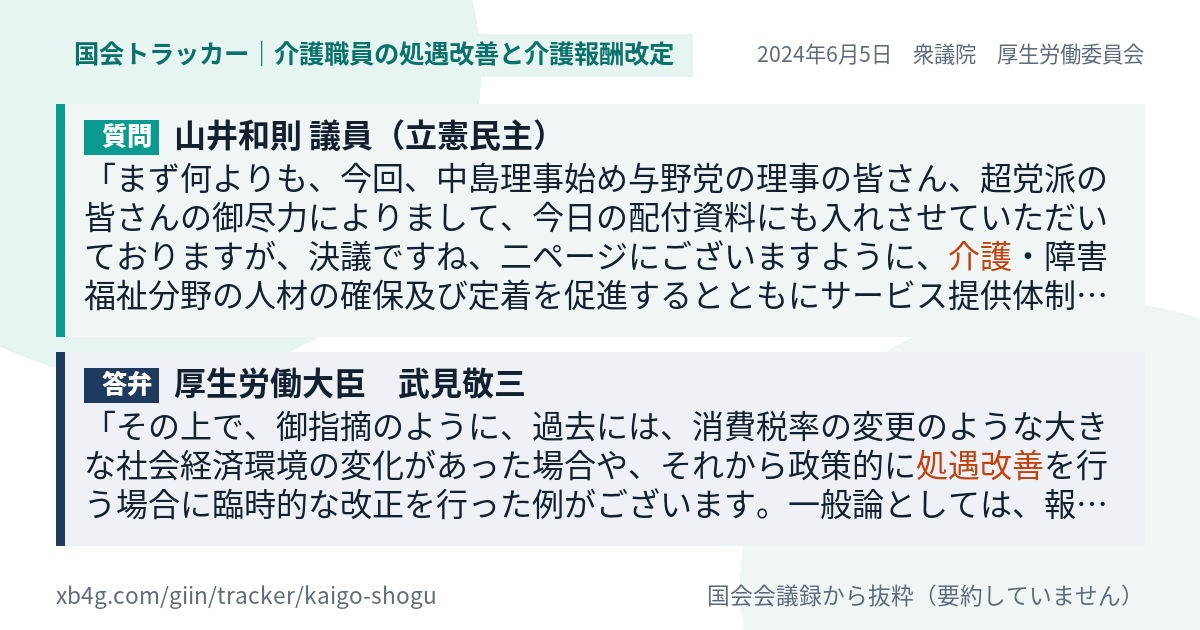 質問と答弁のカード