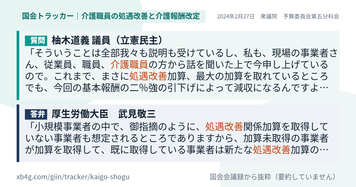 質問と答弁のカード