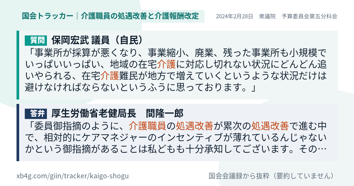 質問と答弁のカード