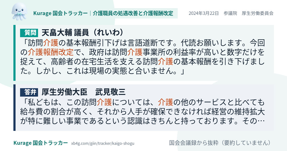質問と答弁のカード